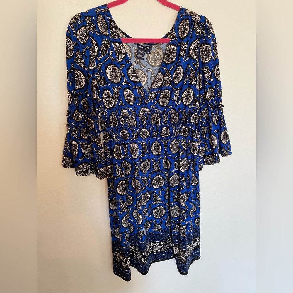 Max Edition Blue and White Paisley Dress size XL